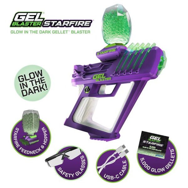 Gel Blaster Starfire XL - Glow-in-The-Dark Supersized Toy Gel Blasters with  Water Based Beads - Semi, Full-Auto, Triple Burst Modes & Adjustable FPS 